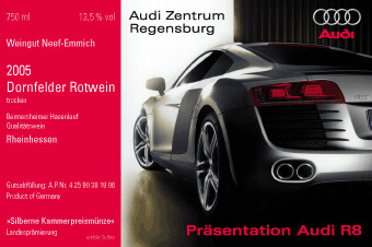 Audi Zentrum Regensburg: Aufkleber R8 "Rotwein"