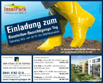 InselPark Regensburg: Anzeige "Einladung zum Baustellen-Besichtigungs-Tag"