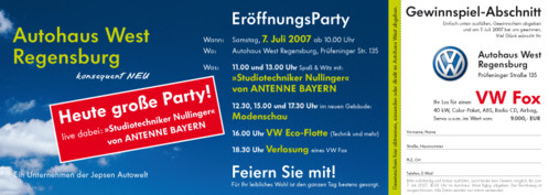 Autohaus West Regensburg: Anzeige "EröffnungsParty"