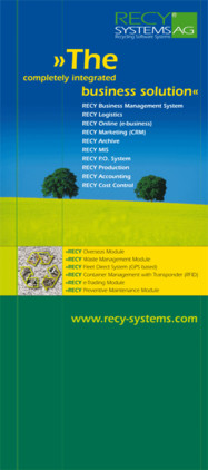 RecySystems AG: Messebanner "The completely integrated business solution"