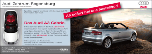 Audi Zentrum Regensburg: Anzeige "Das Audi A3 Cabrio"