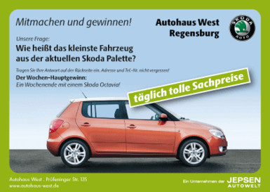 Autohaus West Regensburg: Gewinnspielkarte